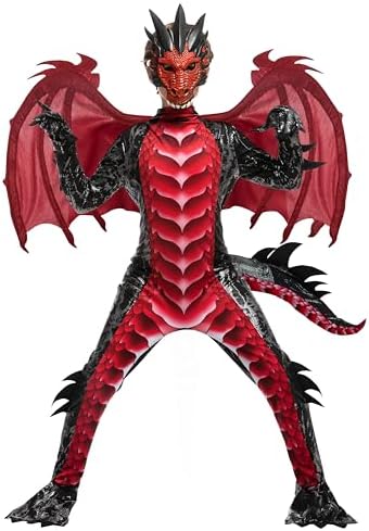Déguisement Dragon Halloween Pour Enfants - Masque + Ailes + Queue 3D | 3 Pièces | Cosplay Dinosaure Déguisement Carnaval Cosplay Dinosaure