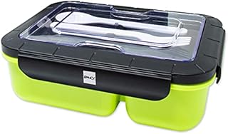 iFancy Lunch Box Yummy Bento Box, 1,500 ml + Cutlery + 3 Compartments, BPA-Free & Leak-proof, for Dishwasher, Microwave & Freezer, Lunch Box for Children and Adults (Yummy Green)