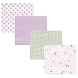 Hudson Baby Unisex Baby Cotton Flannel Receiving Blankets, Purple Dainty Floral, One Size