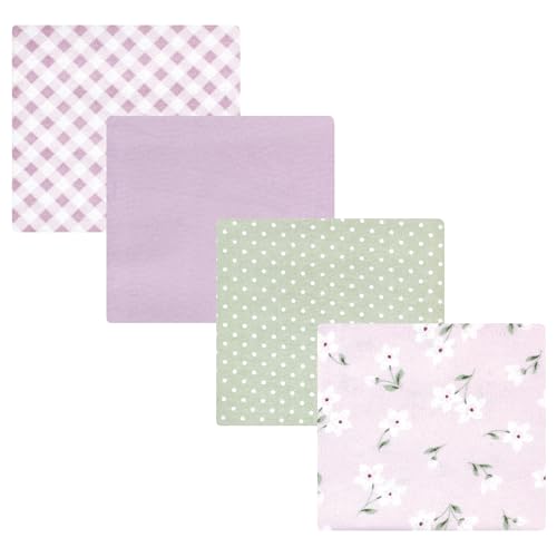 Image of Hudson Baby Unisex Baby Cotton Flannel Receiving Blankets, Purple Dainty Floral, One Size