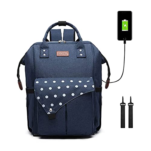 Changing Bag Backpack Travel Nappy Changing Back Pack Waterproof Baby Diaper Bags with USB Port & Stroller Straps for Mom & Dad Maternity Rucksack Nappy Tote Bags 15.6 '' Travel Laptop Backpack