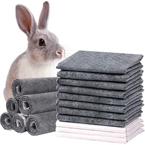 PINVNBY 50PCS Disposable Pet Pee Pads All-Absorb 23″ L x 17″ W Black Carbon Cage Liners Odor-Control Bunny Training Accessories with Quick-Dry Surface for Rabbits Guinea Pigs Hedgehogs Puppy