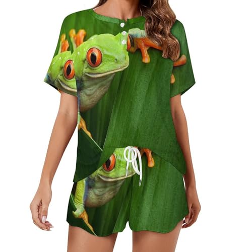 Pyjama pour femme ensemble grenouille vêtements de nuit short été