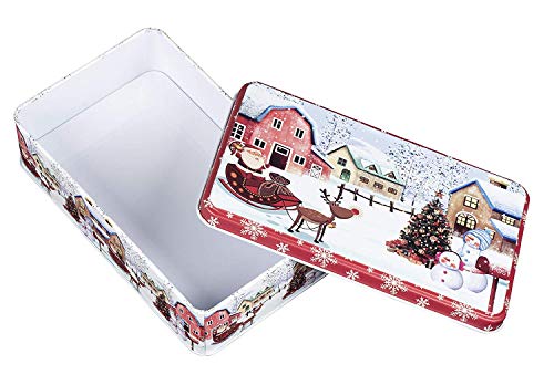 image for Juvale Christmas Tin Gift Box - 2-Set Rectangular Cookie Candy Storage
