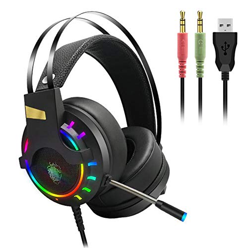 presentimer 7.1 Surround Sound Headset Professioneller, komfortabler Kopfhörer mit Rauschunterdrückungsmikrofon 3,5-mm-Kabelkopfhörer für PC PS4 Cover