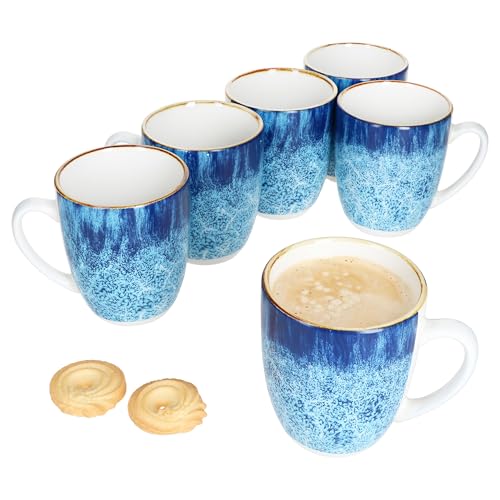 MamboCat Marina 6er Set Kaffeebecher I 320 ml I Blaue Porzellan-Becher...