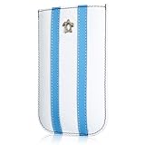 Issentiel - Nokia N8 Slim Vertical Case Strap & Stripes Collection Soft Baby Blue/Flo White