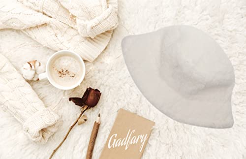 Image of Bucket Hat Women Furry Fuzzy Bucket Hats for Ladies, Winter Warm Fluffy Plush Faux Fur Hat for Women
