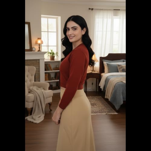 Image of Women Winter Wear V-Neck Full Sleeves Regular Fit Woollen Blouse