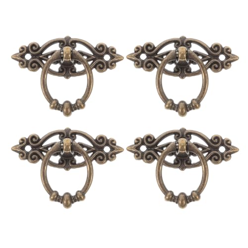 Frcolor 4個?古?合引き出し取っ手 アンティーク調 ドレッサーやキッチンキャビネット用 クラシックデザインでメンテナンス簡単 家具用ヴ