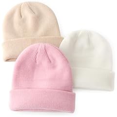 3 Pack Knit Cap: White, Beige, Light Pink