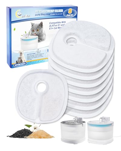 Cunina Cat Water Fountain Filter Replacement Compatible with 2L/67oz E1 and E1+ Automatic Cat Water...