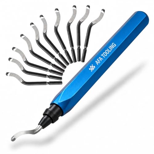 Image of AFA Tooling Deburring Tool, 11 M2 HSS Blades, CNC Anodized Aluminum Handle