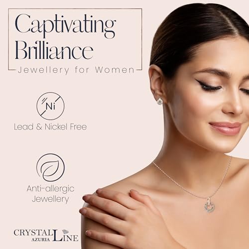 Crystalline-Azuria-Mujer-18ct-Chapado-en-Oro-Rosa-Cristales-Colorido-Redondo-Juego-de-joyas-Collar-con-Colgante-45-cm-Pendientes-para-Mujer-y-Nina