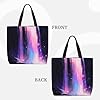 DUYKIMQW Purple Waterfall print Valentine's Day Tote Bag - Large Capacity Waterproof Polyester Tote Bags with Love Print #4
