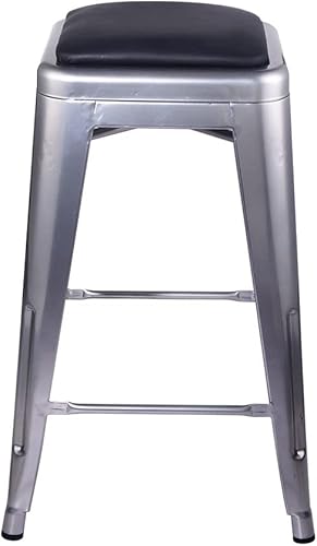 Miniatura 20 de GIA Taburete de mostrador sin respaldo de 24 pulgadas, cantidad de 4, bronce con asiento de madera clara Negro -,Café,Gris,gris, (Gun