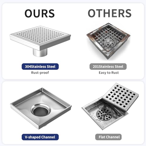 image for Bernkot Square Shower Drain 6