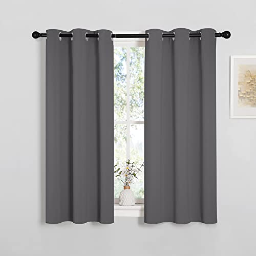 Image of NICETOWN Grey Blackout Curtain Panels for Bedroom, Thermal Insulated Grommet Top Blackout Draperies and Drapes for Basement (2 Panels, W34 x L45-inch, Grey)