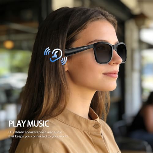 BluKaSa Smart Glasses | Bluetooth Glasses | 34g Ultra-Light Frame for Outdoor | Hands-Free Calls, Music & Voice Control | 8-10H Battery USB-C Charging(Black Polarized UV400 Lenses) - Image 3