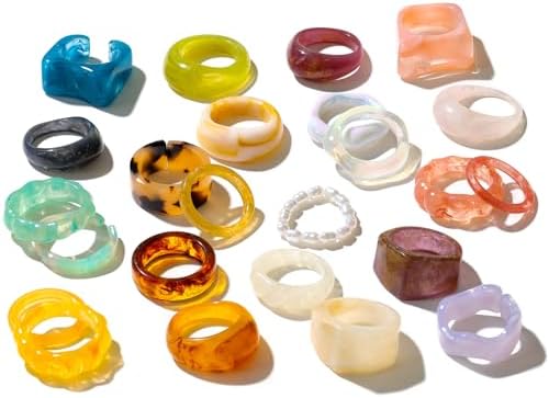 Viva Joya Resin Acrylic Plastic Knuckle Rings for Women, Chunky T...