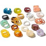Viva Joya Anillos de resina acrílica de plástico para nudillos de mujer, joyería apilable gruesa y colorida de moda,...