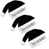Newcotte 3 Pieces Black Santa Claus Hats for Adults Funny Bah Humbug Santa Hats Christmas Santa Costume Hats Christmas Cosplay Party Supplies for Women Men