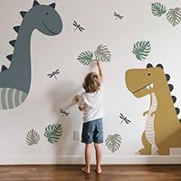 Large Dinosaur Wall Stickers,Cute Cartoon Dinosaur Art Decor,Peel and Stick Jungle Dino Wall Decals for Kids Boys Nursery Bedroom Playroom Daycare Classroom Baby Shower Birthday Party Decor Gifts