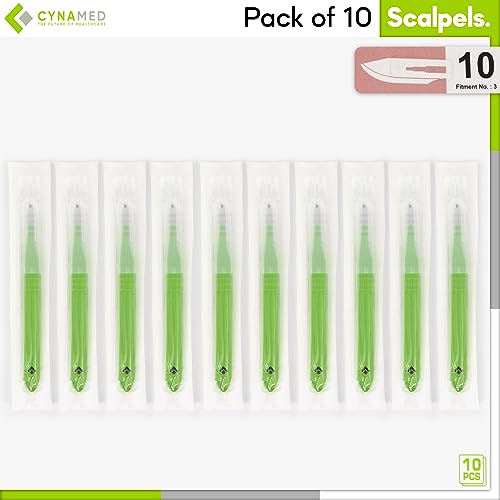 Cynamed B07RV72T32 Disposable Scalpel Blades| Sharp, Tempered Stainless-Steel Blades | Pack Of 10 Sterile Scalpel Knives thumb #3