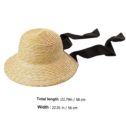 BESPORTBLE Wide Brim Straw Hat Sun Protection Hat for Beach Outdoor Activities and Parties Stylish Weaving Design for Boys for Summer Fun Khaki2
