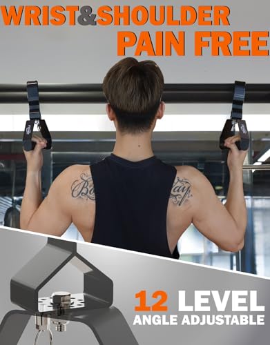 Fitarc Pull Up & Lat Pull Down Grip, 12-Level Adjustable, Wrist-Friendly Deadlift Handle, 2pcs, Patented, black - Image 2