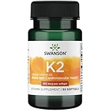 Swanson Vitamin K2 (Menaquinone-7) - Vitamin Supplement Supporting Cardiovascular and Bone Health - Made from Japanese Natto to Help Regulate Calcium - (30 Softgels, 100mcg Each)