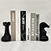 Decorative Chess Bookends for Shelves, Book Ends Decorative for Office Heavy Books, 7x7x4 inches, Black,1Pair/2Piece (Chess)