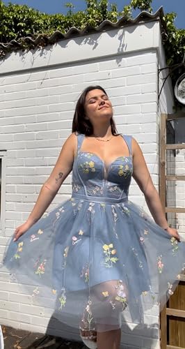 Zepumen Flower Embroidery Tulle Prom Dresses for Women Sweetheart Neck Formal Evening Party Gowns3