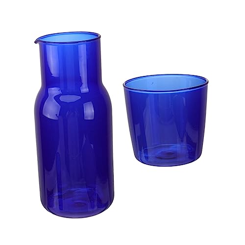 Set de vaso y jarra de vidrio 500 ml color azul