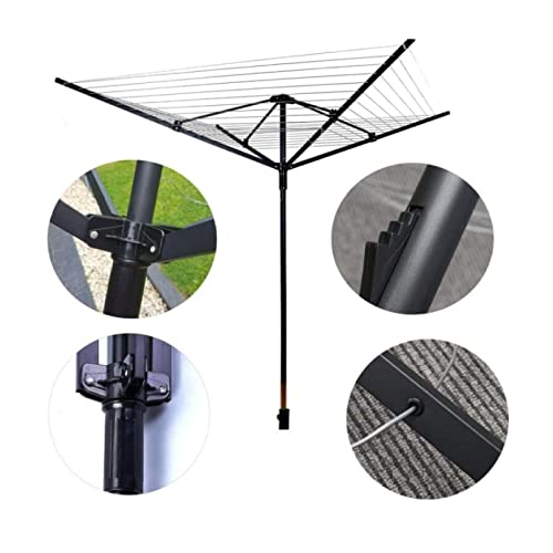 GNYVZXPLQ Rotary Umbrella Drying Rack, Rotary Umbrella Drying Rack Aluminum Steel Adjustable Foldable 12 Lines 52.4 Ft Clothesline Pack of 2 Multiple Sizes - Image 3