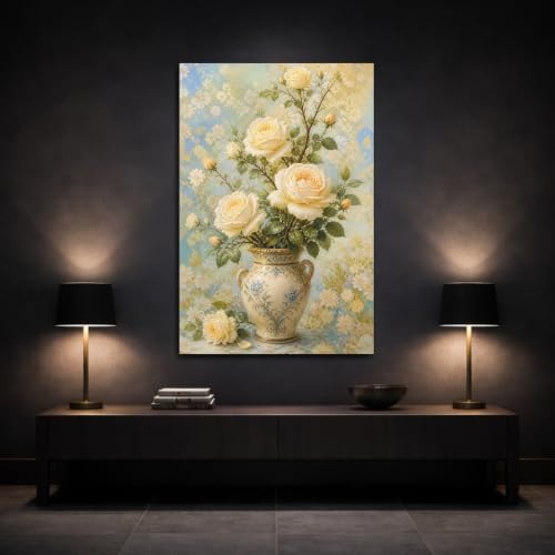 Tableau canvas roses crème 80x120 | Impression d'art grand format