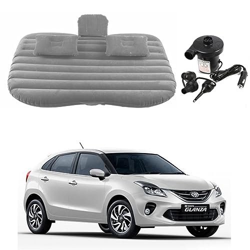 Image of Oshotto Multifunctional Car Travel Bed Mattress with Two Air Pillows, Car Air Pump Compatible with Toyota Glanza (Grey)
