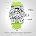 FEICE Watch for Men's Automatic Mechanical Skeleton Watch Titanium Steel 50M Waterproof Mens Wristwatch Luminous Analog Watches No Battery Silicone Strap, FM501 Green