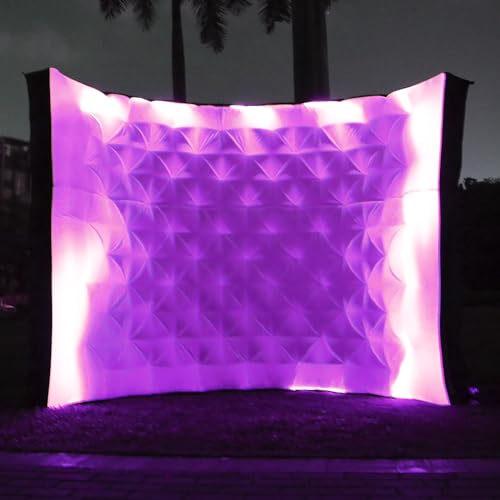 Xmaybang Black Inflatable Photo Booth Wall with Led Lights(16 Colors Changing), 8.3 x4x8.3 ft Inner Air Blower for Parties Anniversary Events