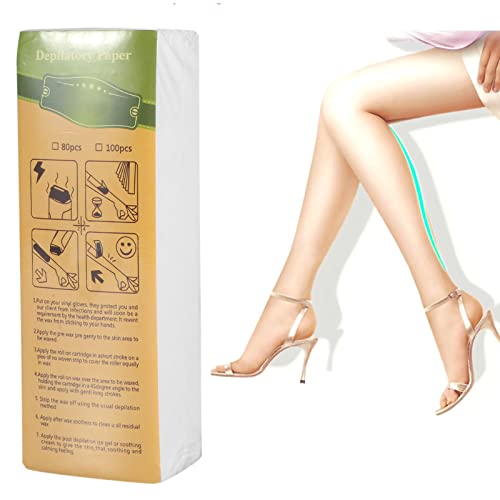 100 hojas de tiras de cera no tejidas, tiras de cera para depilación facial corporal, tiras de cera de belleza de papel para mujeres, hombres, brazos, piernas, axilas, pecho,