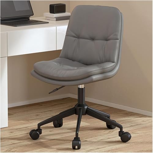Skórzany obrotowy fotel biurowy, regulowany na wysokość, wyściełany, bezpodłokietnikowy, ergonomiczny fotel do biura domowego, wygodne tapicerowane krzesła (Light Grey1 Height 7893CM)