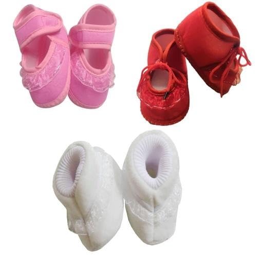 Suman Trader Baby Shoes & Sandals | Soft Cotton Booties with Anti Slip EVA Sole First Walking Shoes for Kids Pink-red-White 6-9 Months-image-24