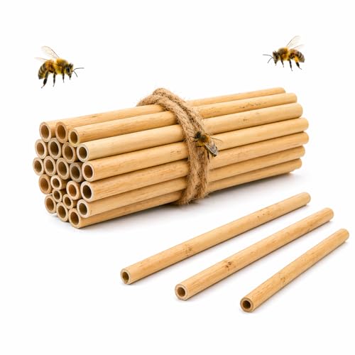 Homoyoyo Natura Reed Nesting Tubes 20 Pack – Natural Reed Easy Split Design for Bee House Refill Garden Pollinator Habitat 7.87in Nest Tubes DIY Mason Bee Houses and Pollinator Supplies Garden
