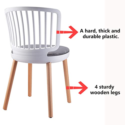 Starway Mid Century Modern Dining Chairs Set Of 4, Retro Faux Velvet Accent Chair With Solid Wood Legs, Armless Side Chair Leisure Chair For Kitchen, Dining Room & Living Room (Gray) #TOP6