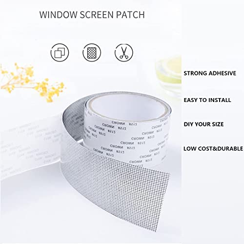 Image of HUBTURE Mosquito Net Repair Tape | Strong Adhesive & Waterproof Fiberglass Mesh Patch | Fix Window and Door Screen Tears | Heavy-Duty Self-Adhesive Patch for Holes | 200cm x 5cm Roll, Black