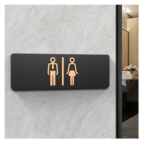 Plaque de toilette homme femme signalétique noire pour WC publics format compact 3,30x10cm