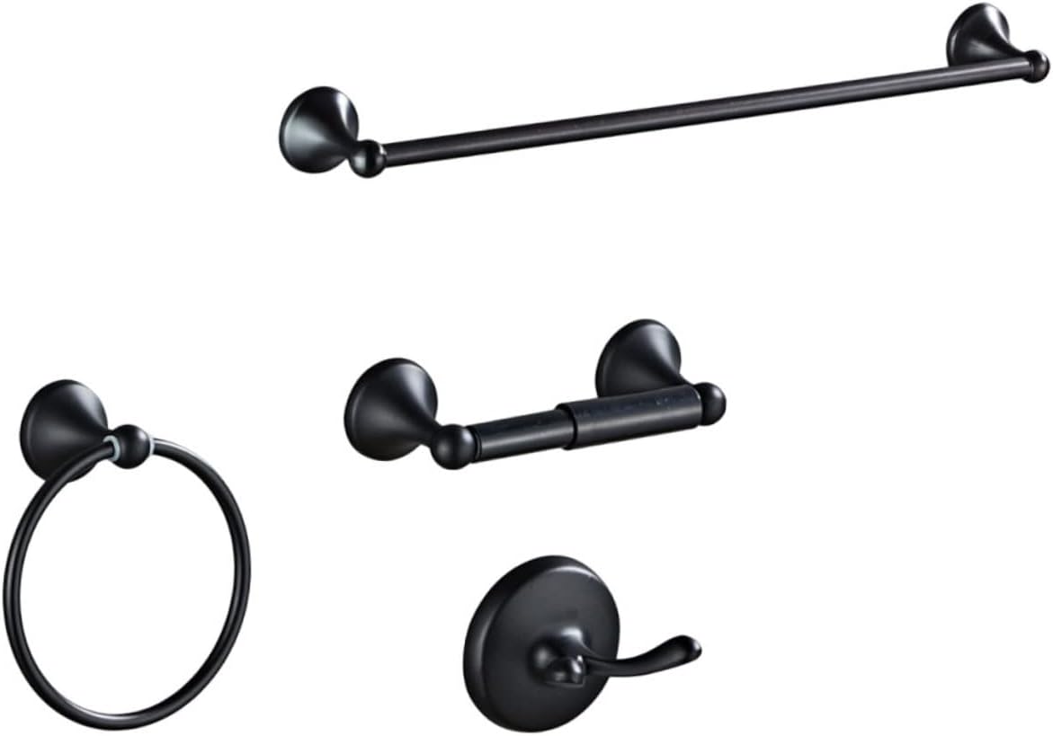 Sturdy Black Bathroom Towel Rack Set Stainless Steel Wall-Mounted Towel Holder Elegant Retro Design for Home Decor Heavy Duty and