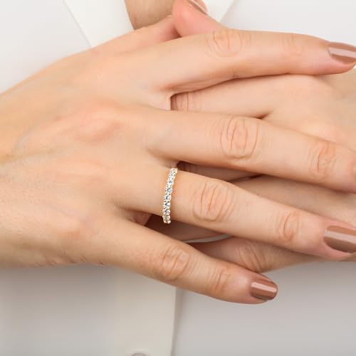 JEWEE DIAMOND 925 Sterling Silver Emerald Birthstone Ring for Women | Dainty May Birthstone Ring | Half Eternity Stackable Prong Set Ring | Mother’s Day Gift for Mom, Grandma, Bridesmaid, Her4