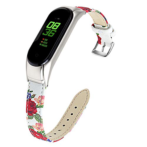 Sport Band for Mi Band 3, JiiJian Fashion Classic Leather Band Replacement Slim Bracelet Adjustable Women Men Strap for Mi Band 3/Mi Band 4 (J4)