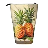 hgnbcsa Estuche con cremallera y estampado de piña, bolsa de diseño telescópico, compacto a expandible, para artículos cosméticos de papelería